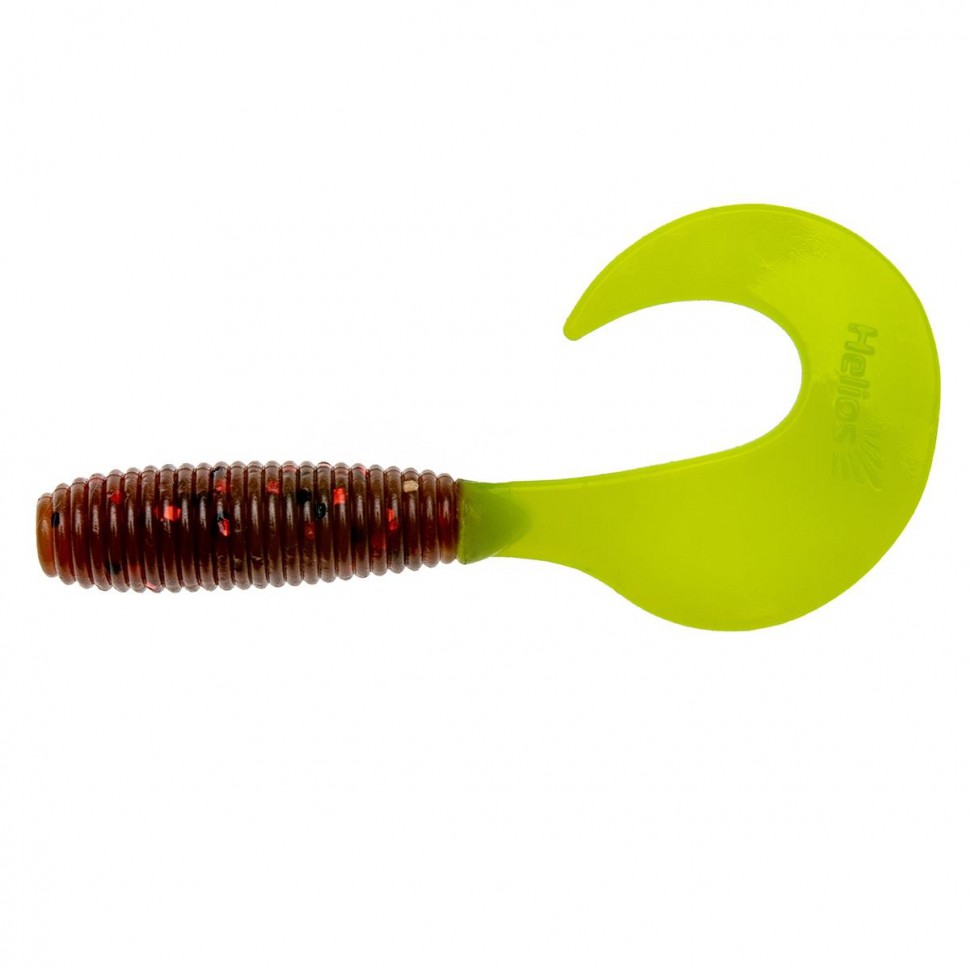 Твистер Helios Credo 3,35"/8,5 см, цвет Rusty Gold & Lime 7 шт HS-11-017 , 